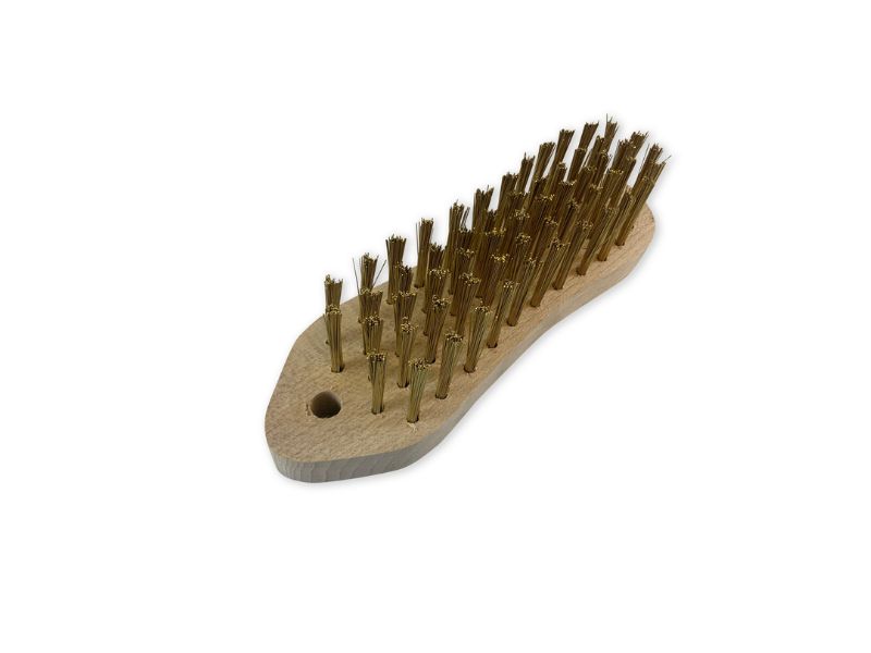 Brosse métallique à main type violon | Fil laiton ou inox rond lisse sur 5 rangs – Image 2