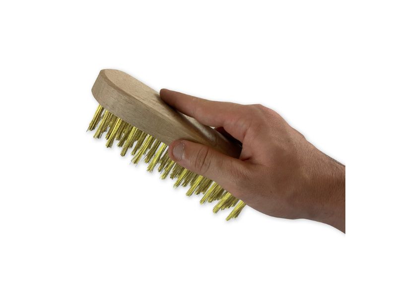 Brosse métallique à main type violon | Fil laiton ou inox rond lisse sur 5 rangs – Image 4