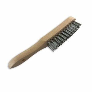 Brosse métallique à main type soudeur | Fil laiton ou inox rond lisse sur 4 rangs