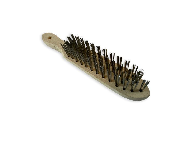 Brosse métallique à main type soudeur | Fil laiton ou inox rond lisse sur 4 rangs – Image 2