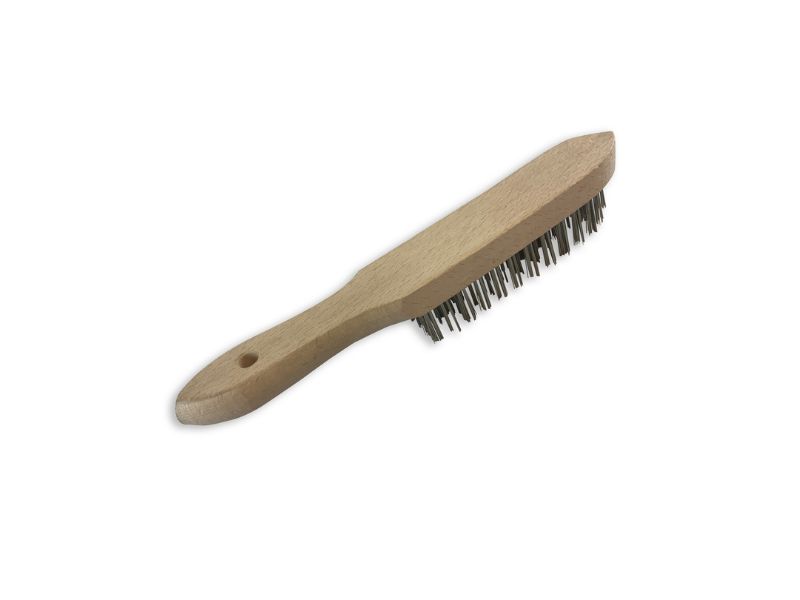 Brosse métallique à main type soudeur | Fil laiton ou inox rond lisse sur 4 rangs – Image 3