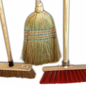 Lot de 3 balais d'extérieur - Cantonnier PVC 32 cm - Fibres de coco - Paille de riz
