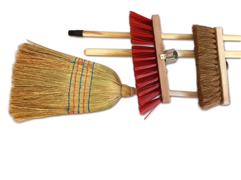 Lot de 3 balais d'extérieur - Cantonnier PVC 32 cm - Fibres de coco - Paille de riz – Image 4