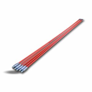 Lot 5 cannes ramonage rouges fibre de verre | 5*1,50 m | Embout laiton