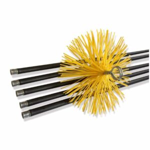 Kit de ramonage conduits gainés | Brosse hérisson synthétique | 7 mètres en 5 cannes de 1,40 m