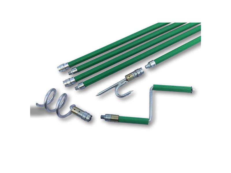 Kit cannes curage canalisations | Ø 45 à 100 mm | Cannes vertes Kiblok 6,60 m | 2 accessoires