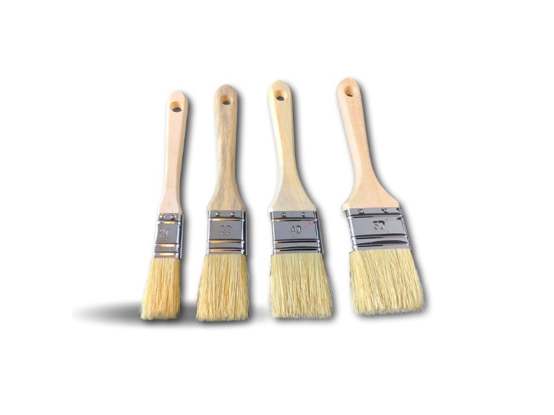 4 pinceaux plats type queue de morue | Soie synthétique | Vernir laquer lisser