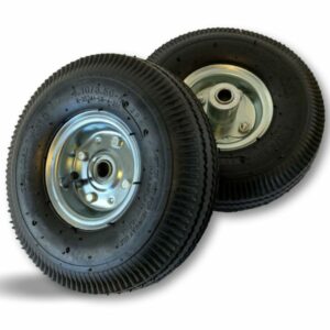 Set de 2 roues gonflables Ø 260 mm * 90 mm | Jante métal démontable | Alésage 16 mm | Moyeu 54 mm