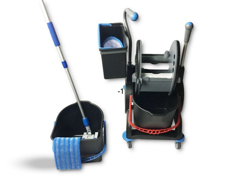 Chariot de nettoyage Giotto black | 2 x 15 litres | Avec balai à frange – Image 2