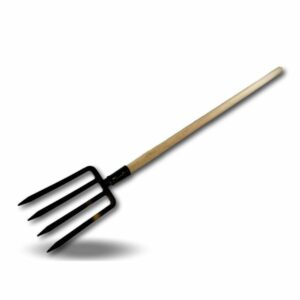 Fourche à bêche 4 dents larges | Manche de 120 cm en bois | Tête en acier forgé
