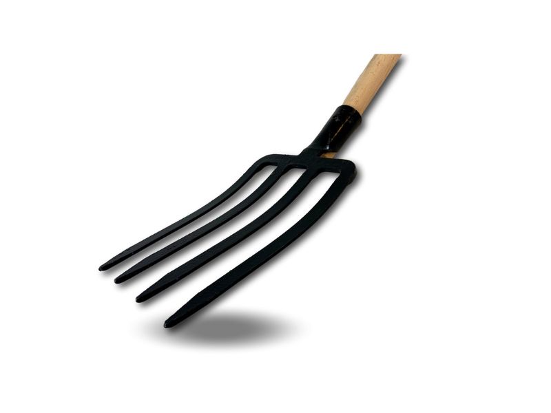 Fourche à bêche 4 dents larges | Manche de 120 cm en bois | Tête en acier forgé – Image 2