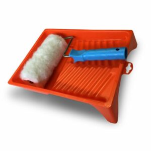 Bac à peinture plat Kit anti-gouttes | Rouleau à poils longs polyester | Largeur 18 cm | Ø 8 cm