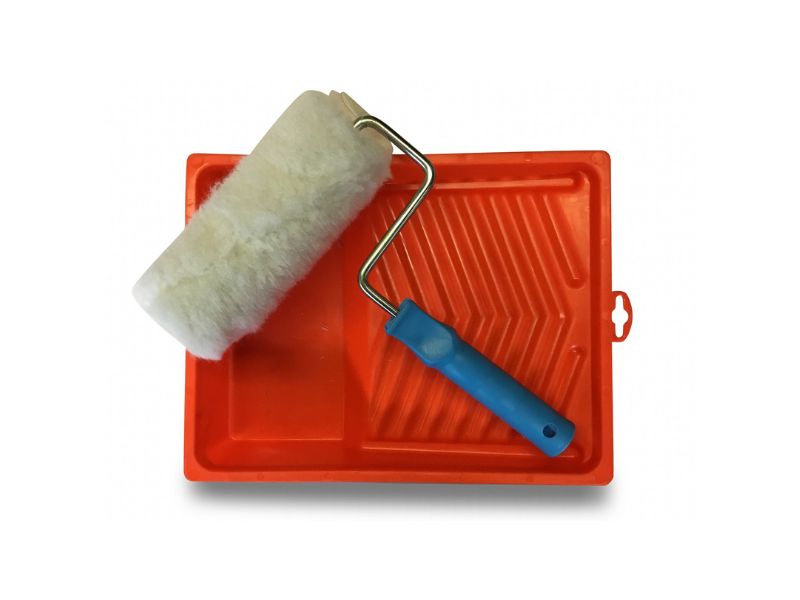 Bac à peinture plat Kit anti-gouttes | Rouleau à poils longs polyester | Largeur 18 cm | Ø 8 cm – Image 3