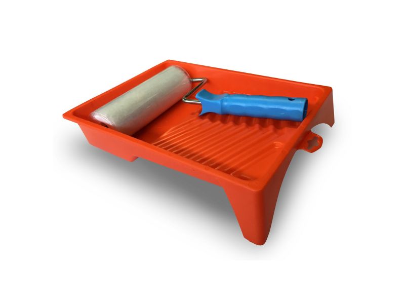Bac à peinture plat Kit anti-gouttes | Rouleau à poils longs polyester | Largeur 18 cm | Ø 8 cm – Image 4