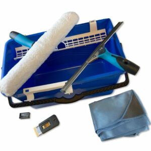 Kit laveur de vitres hyper pro | Avec seau mouilleur raclette grattoir chiffon - Quantité x 1