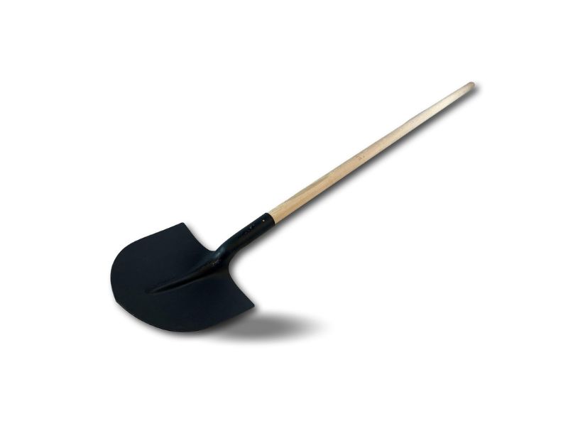Pelle de maçon | Manche de 130 cm en bois | Bout rond col de cygne acier