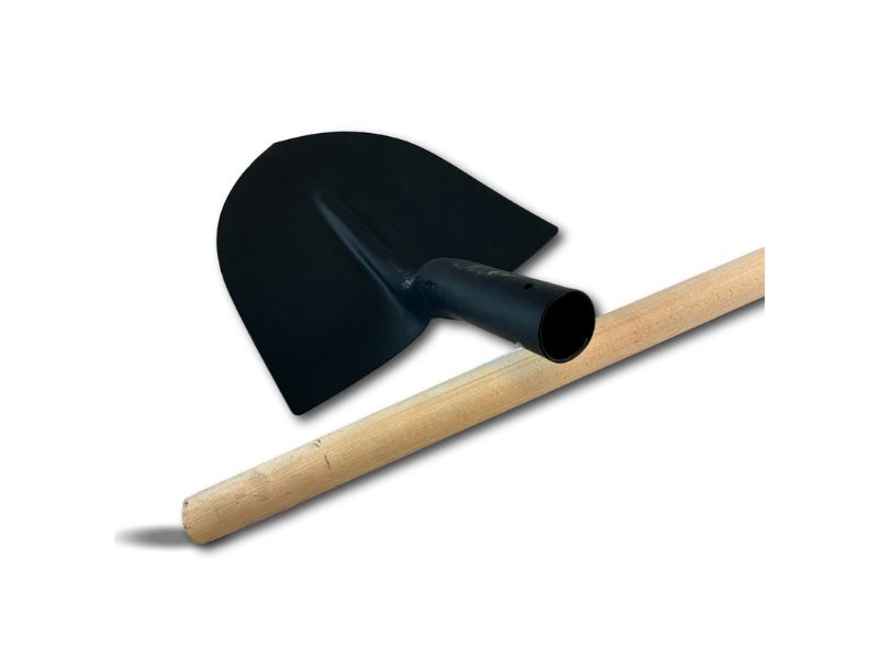 Pelle de maçon | Manche de 130 cm en bois | Bout rond col de cygne acier – Image 3