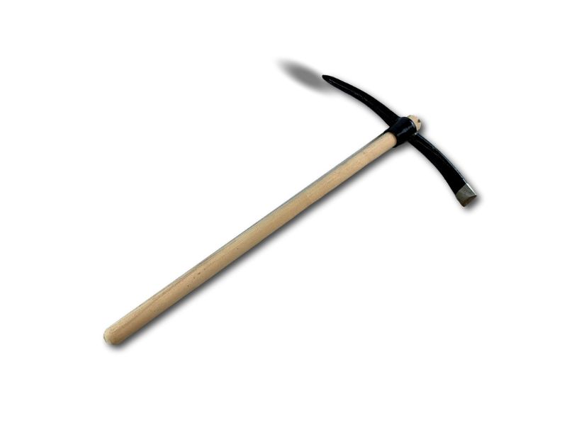 Pioche terrassier | Manche 90 cm bois | Panne acier forgé avec pointe et langue – Image 2
