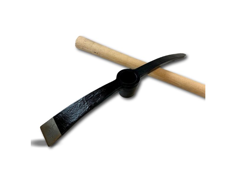 Pioche terrassier | Manche 90 cm bois | Panne acier forgé avec pointe et langue – Image 4