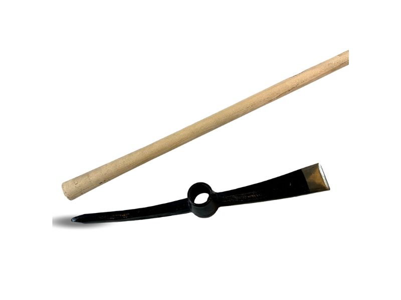Pioche terrassier | Manche 90 cm bois | Panne acier forgé avec pointe et langue – Image 5