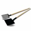 Kit fourche à bêche 4 dents larges + pelle carrée | Manche bois | Tête acier