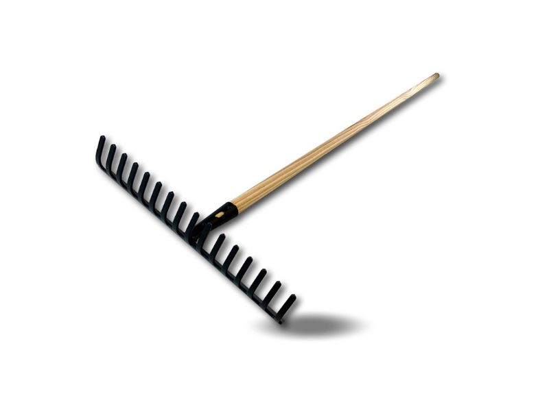 Rateau 16 dents recourbées | Manche 150 cm en bois | Tête acier | Largeur 40 cm