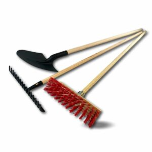Alternative view of Lot rateau + pelle ronde + balai de cantonnier PVC 32 cm | Manche en bois