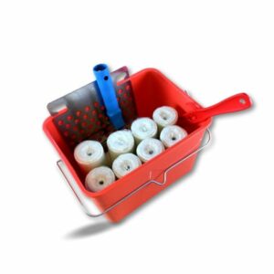 Kit peinture | 9 rouleaux mousse Ø 80*180 mm | Monture Seau Mélangeur Grille