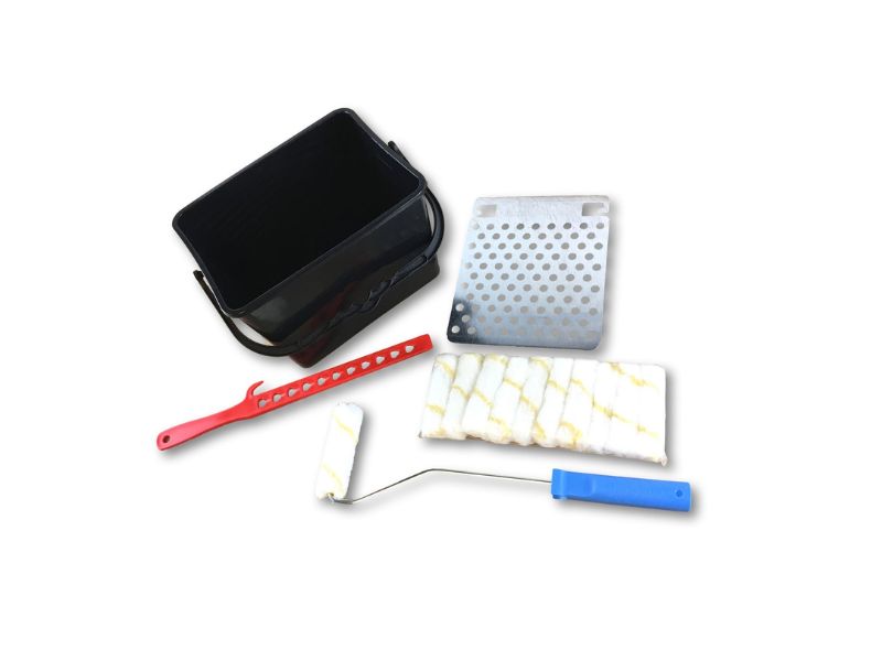 Kit peinture | 11 rouleaux pattes lapin | Monture Seau Mélangeur Grille