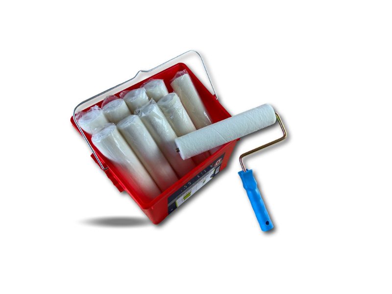 Pack peinture Velours | 10 manchons 250 mm à vis | 1 monture | Seau