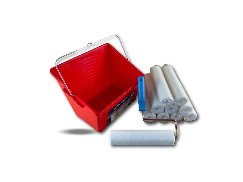Pack peinture Velours | 10 manchons 250 mm à vis | 1 monture | Seau – Image 2