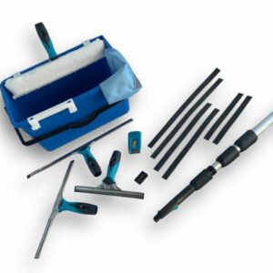 Kit laveur de vitres hyper pro | Avec perche seau mouilleur raclette grattoir chiffon - Quantité x 1