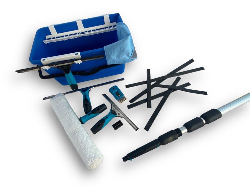 Kit laveur de vitres hyper pro | Avec perche seau mouilleur raclette grattoir chiffon – Image 6