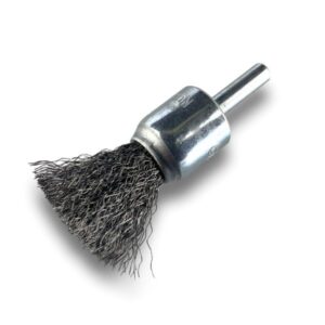 Brosse en bout sur tige | Forme pinceau | Fil ACIER souple | Diamètres variés