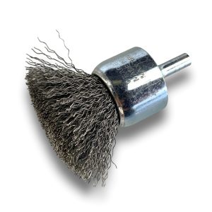 Brosse en bout sur tige | Fil ACIER 0,40 mm | Forme demi-spère | Ø 28 mm