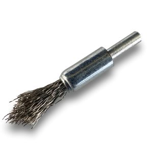 Brosse en bout sur tige | Fil INOX dur | Forme pointe | Diamètres variés