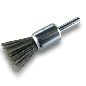 Brosse en bout sur tige | NYLON abrasif grain 80 | Diamètres variés
