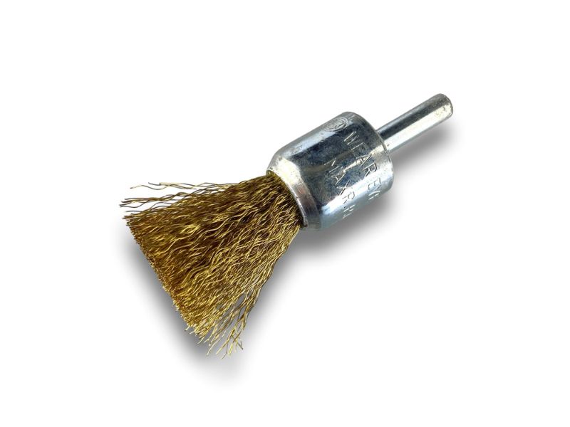 Brosse en bout sur tige | Forme pinceau | Fil LAITON souple | Diamètres variés