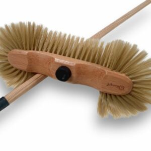 Balai demi tête fibres PET blanches | Sortie 60 mm | Haute qualité KAROP'S - Manche bois brut, quantite-x1