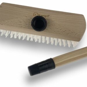 Balai brosse lave-pont Nylon blanc  | Sortie 30 mm | Haute qualité KAROP'S - Avec manche, quantite-x1